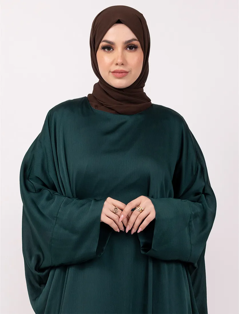 Green Chiffon Satin Batwing 